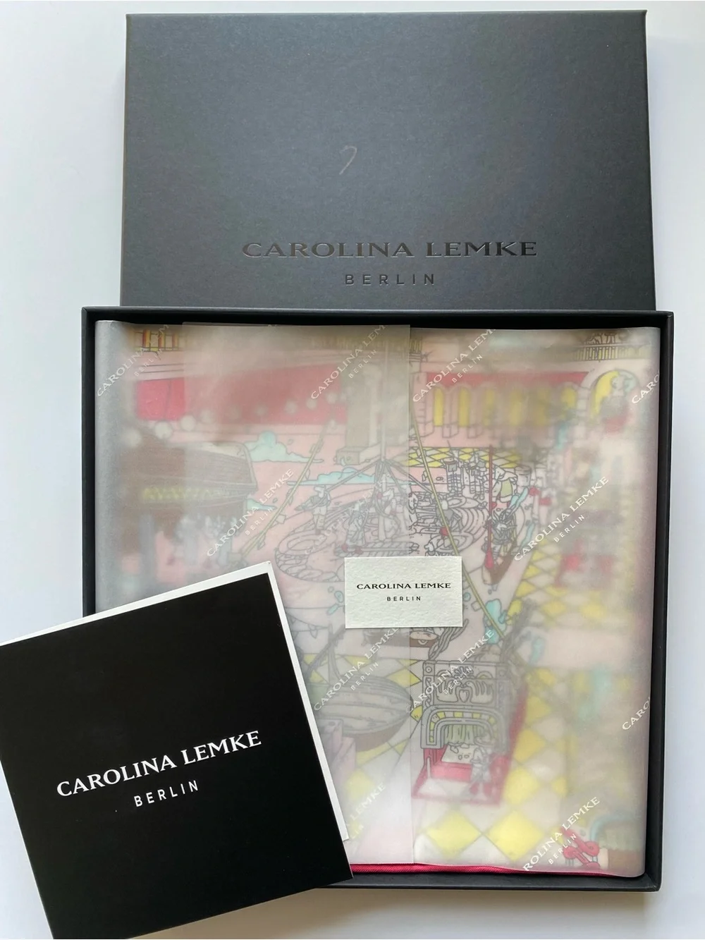 NEW Carolina Lemke Pink Silk Rose Celestial Cathedral Equestrian Printed Scarf